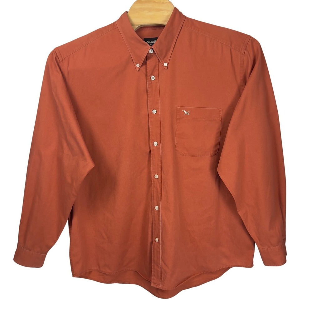Eddie Bauer Button Down Mens XL Shirt Long Sleeve Burnt Orange Business Casual
